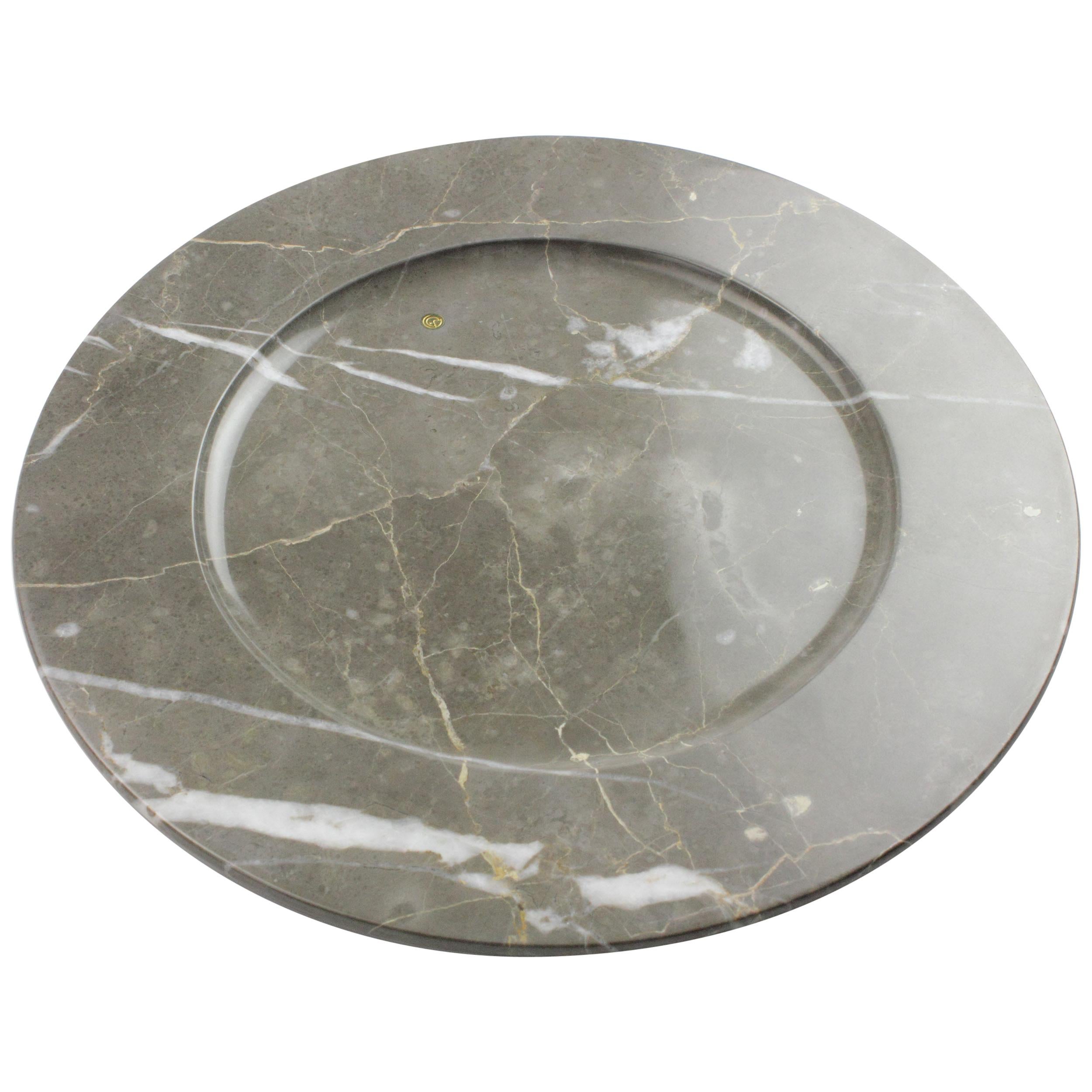 Charger Plate Platters Serveware Grey Marble Handmade Italy Collectible Design