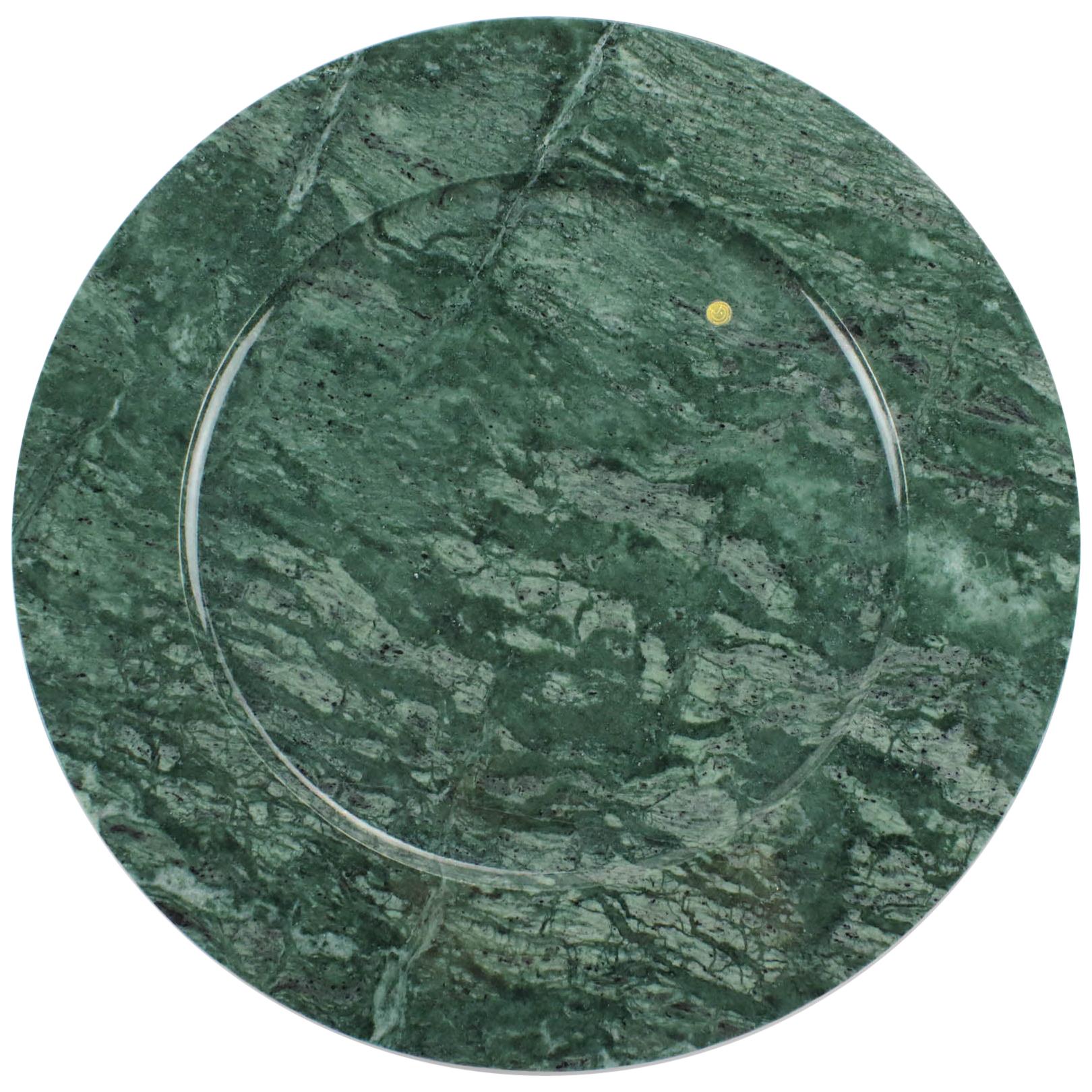 Charger Plate Platters Serveware Imperial Green Marble Handmade Italy For Sale