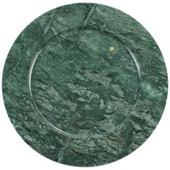 Vintage Charger Plate Platters Serveware Imperial Green Marble Handmade Italy