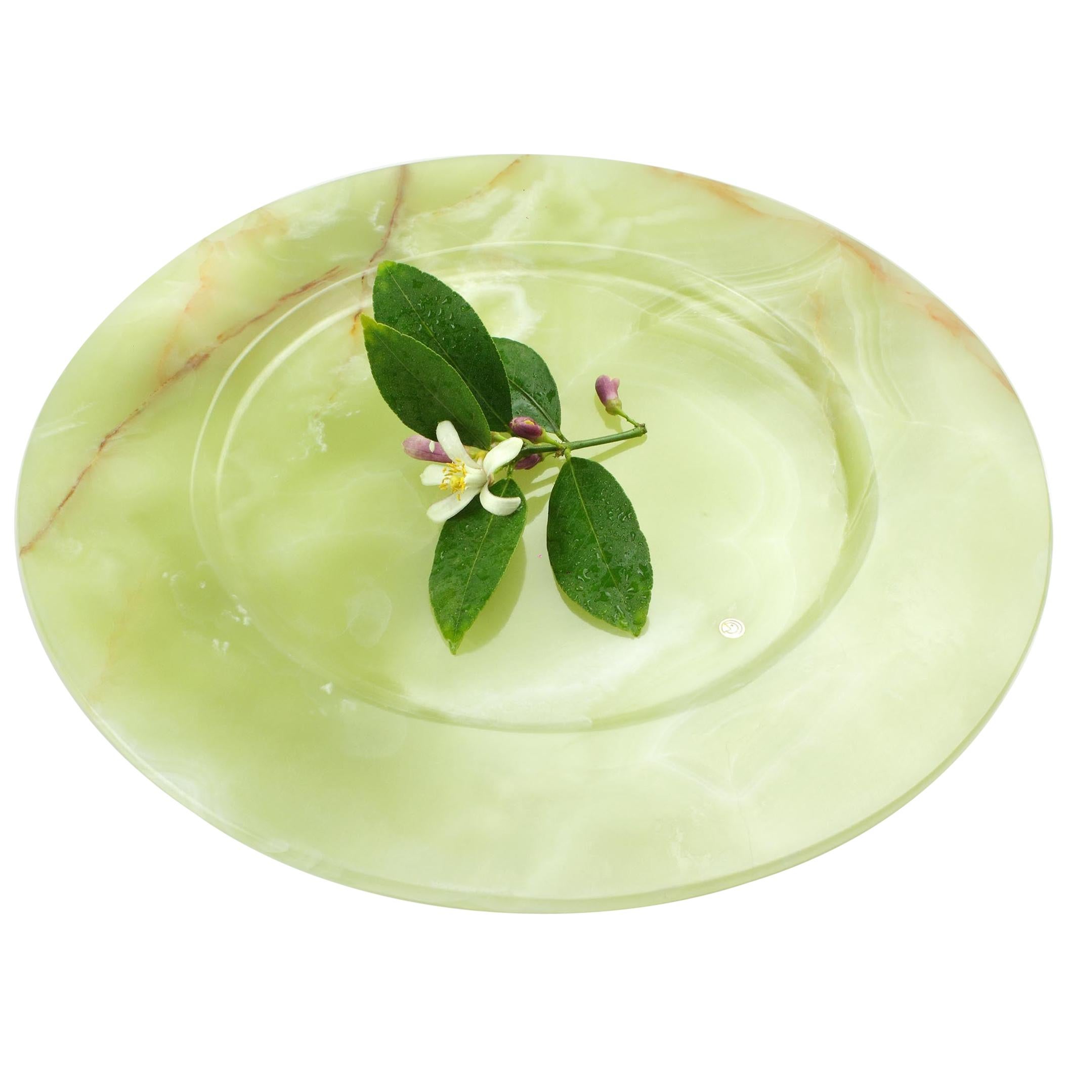  Charger Plate Platters Serveware Green Onyx Marble Handmade Collectible Design For Sale