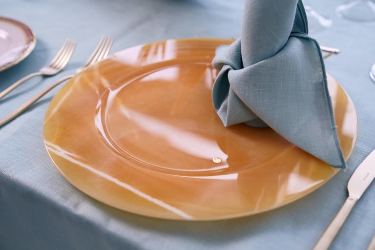 Charger Plate Platters Serveware Orange Set Onyx Marble Handmade