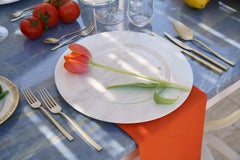 Charger Plate Platters Serveware Set of 4 White Statuary Marble Hand-carved