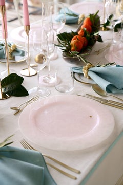 Charger Plate Platters Serveware Set of 6 Pink Onyx Marble Handmade Collectible