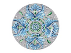 Charger Plate Set Six Dinner Plates Serveware Tableware Majolica Painted Italy