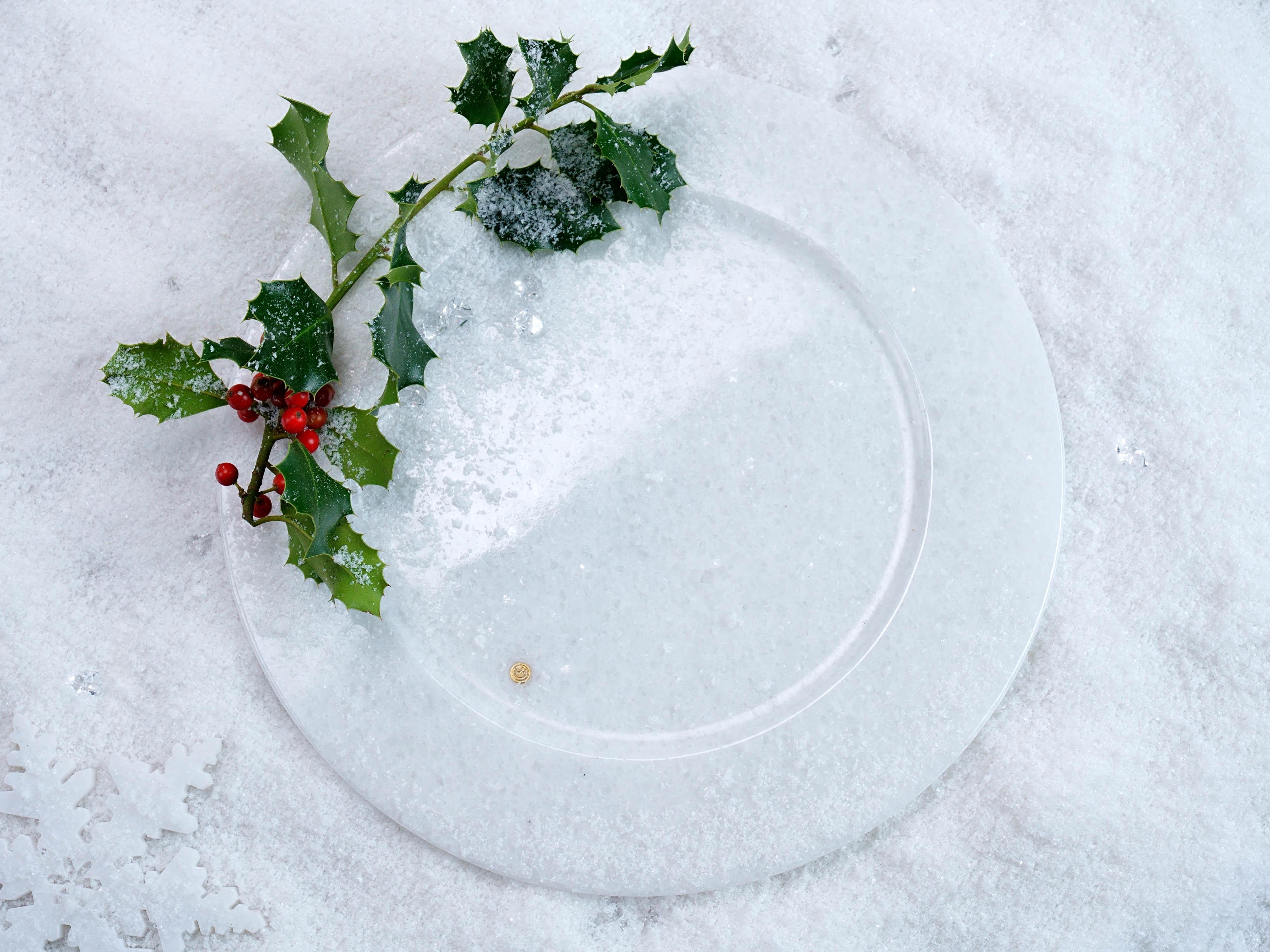 XXIe siècle et contemporain Assiettes de présentation absolument magnifiques plateaux de Noël en marbre blanc 12 Italie en vente