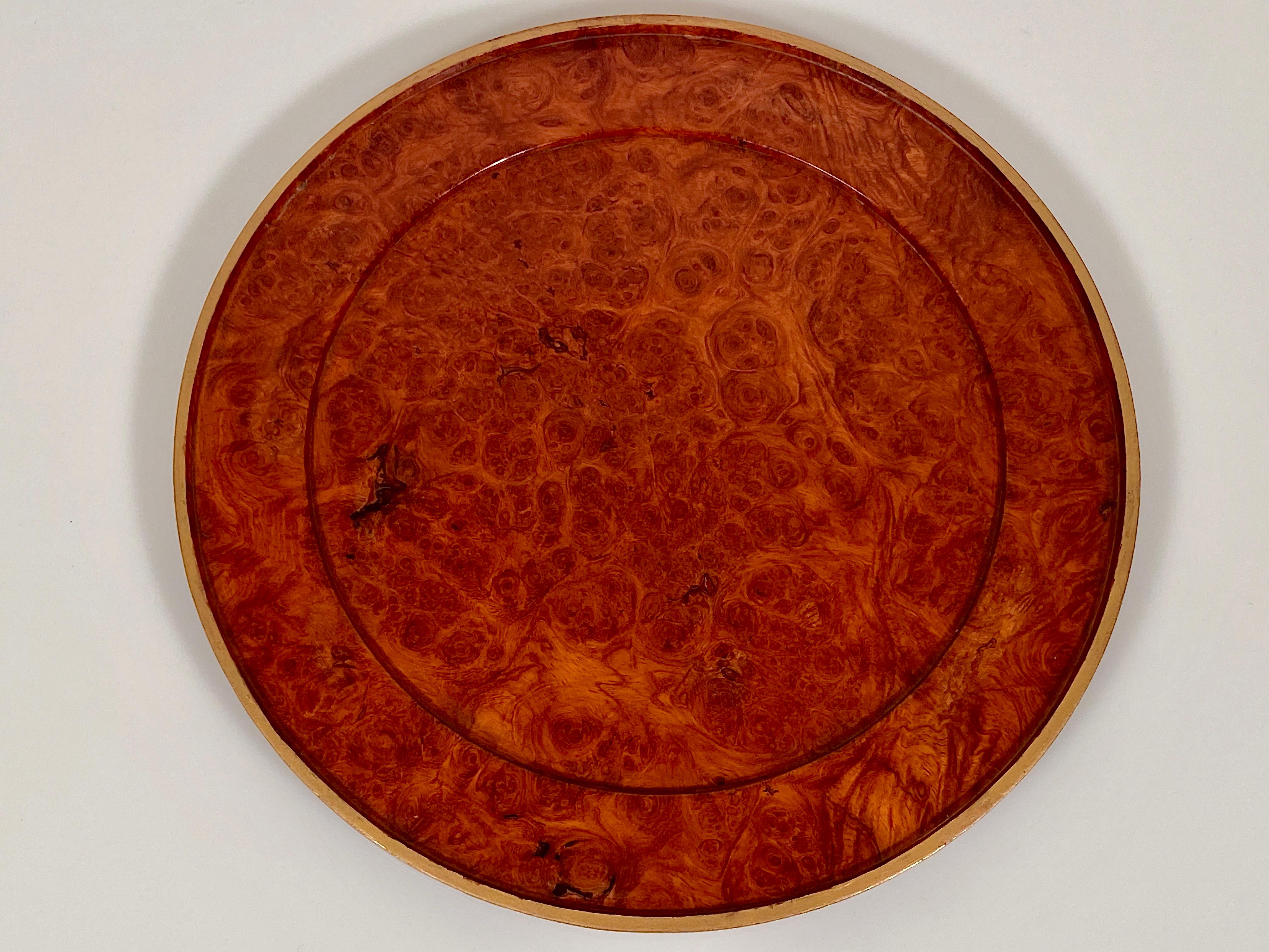 Charger Plates Burr Walnut PlaceMat Carved Wood Vintage Modernist 5