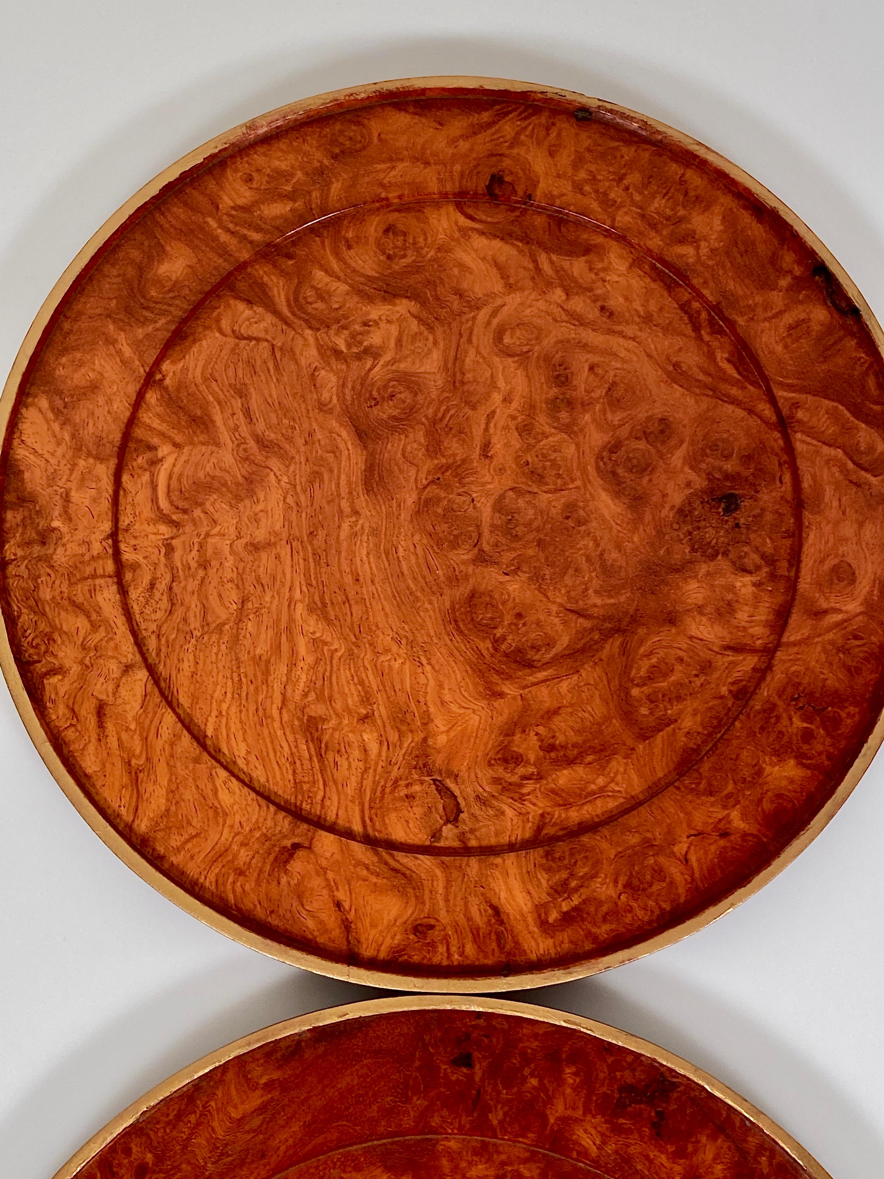 Charger Plates Burr Walnut PlaceMat Carved Wood Vintage Modernist 6