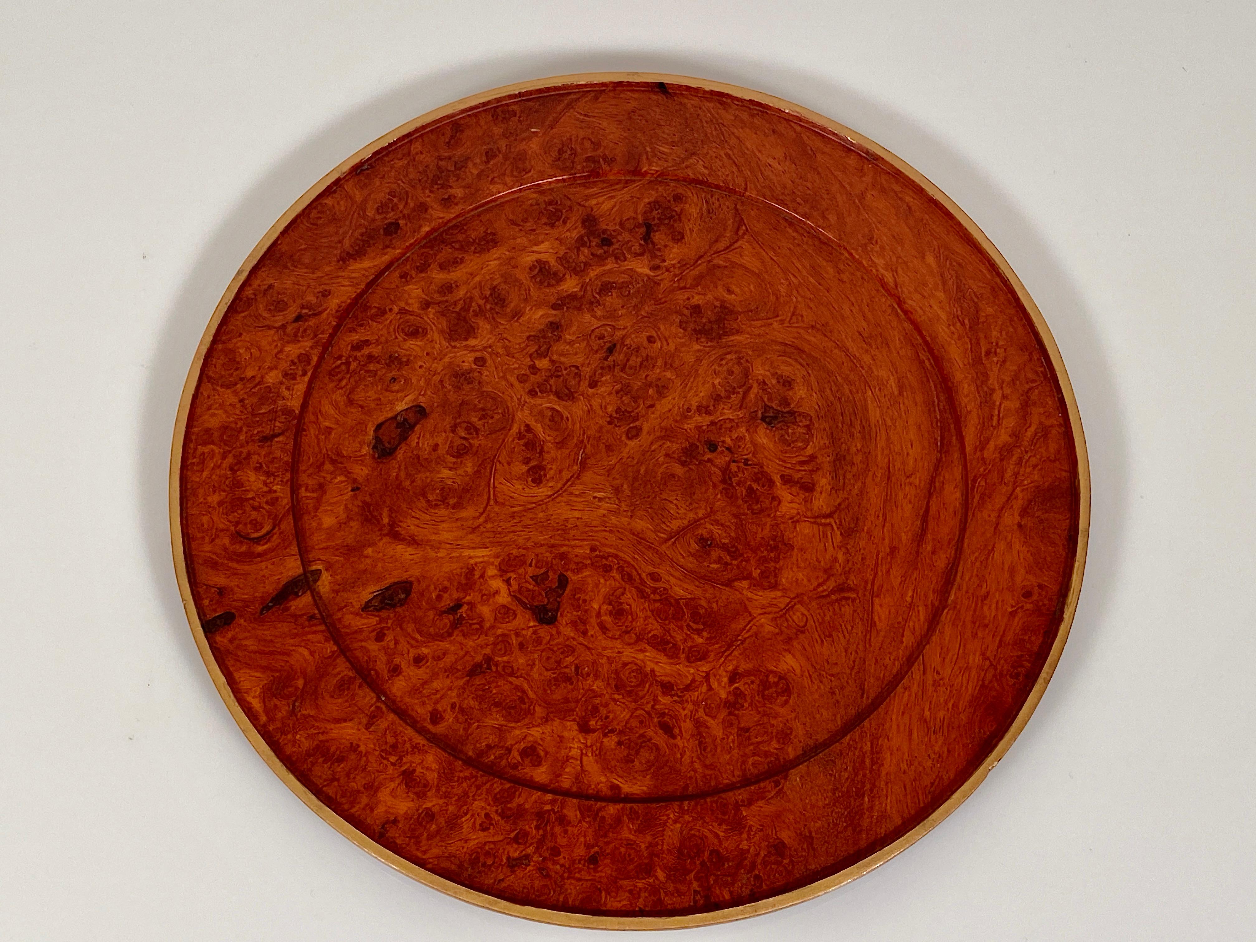 Charger Plates Burr Walnut PlaceMat Carved Wood Vintage Modernist 7