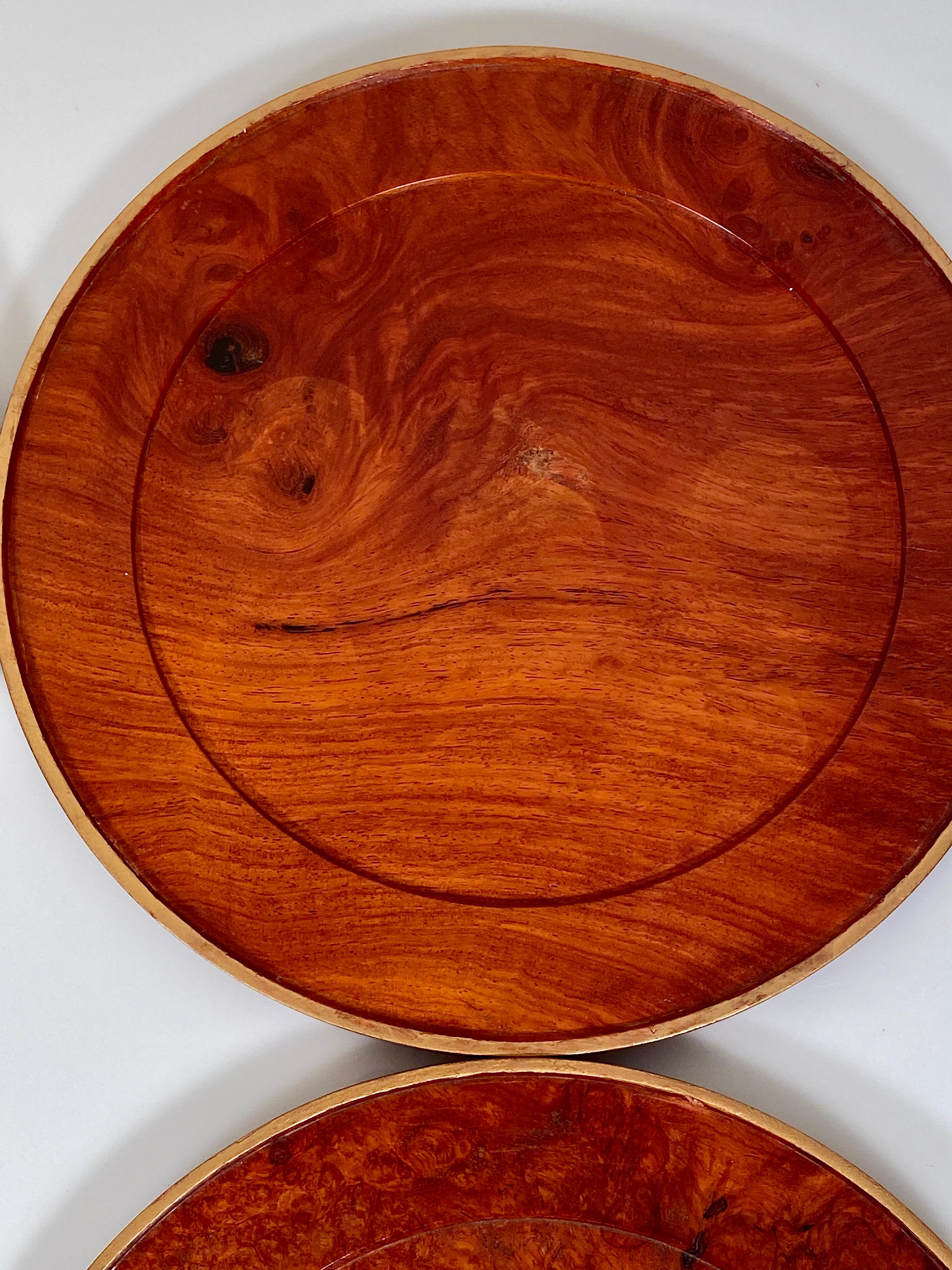 Charger Plates Burr Walnut PlaceMat Carved Wood Vintage Modernist 8