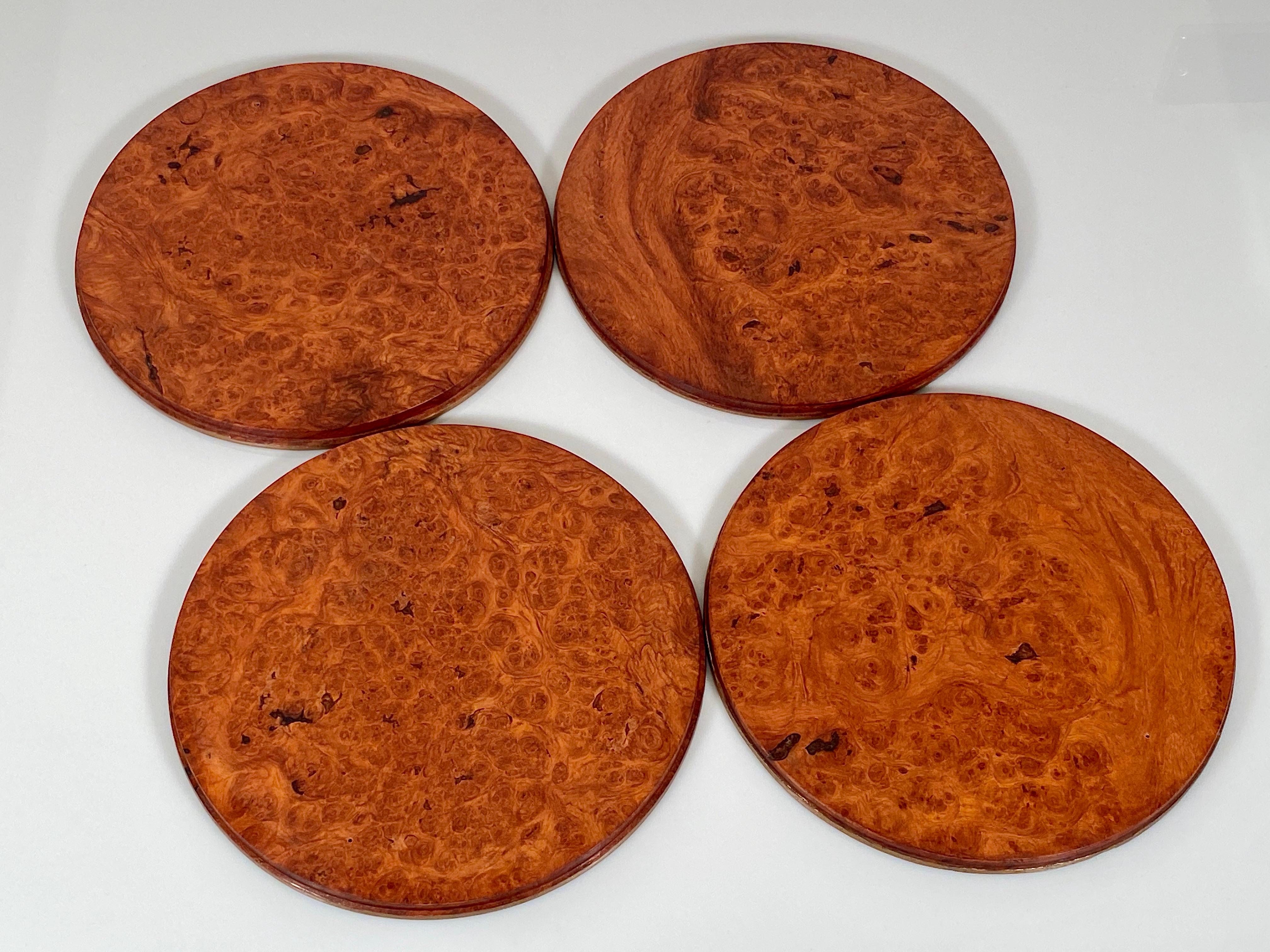 Charger Plates Burr Walnut PlaceMat Carved Wood Vintage Modernist 9