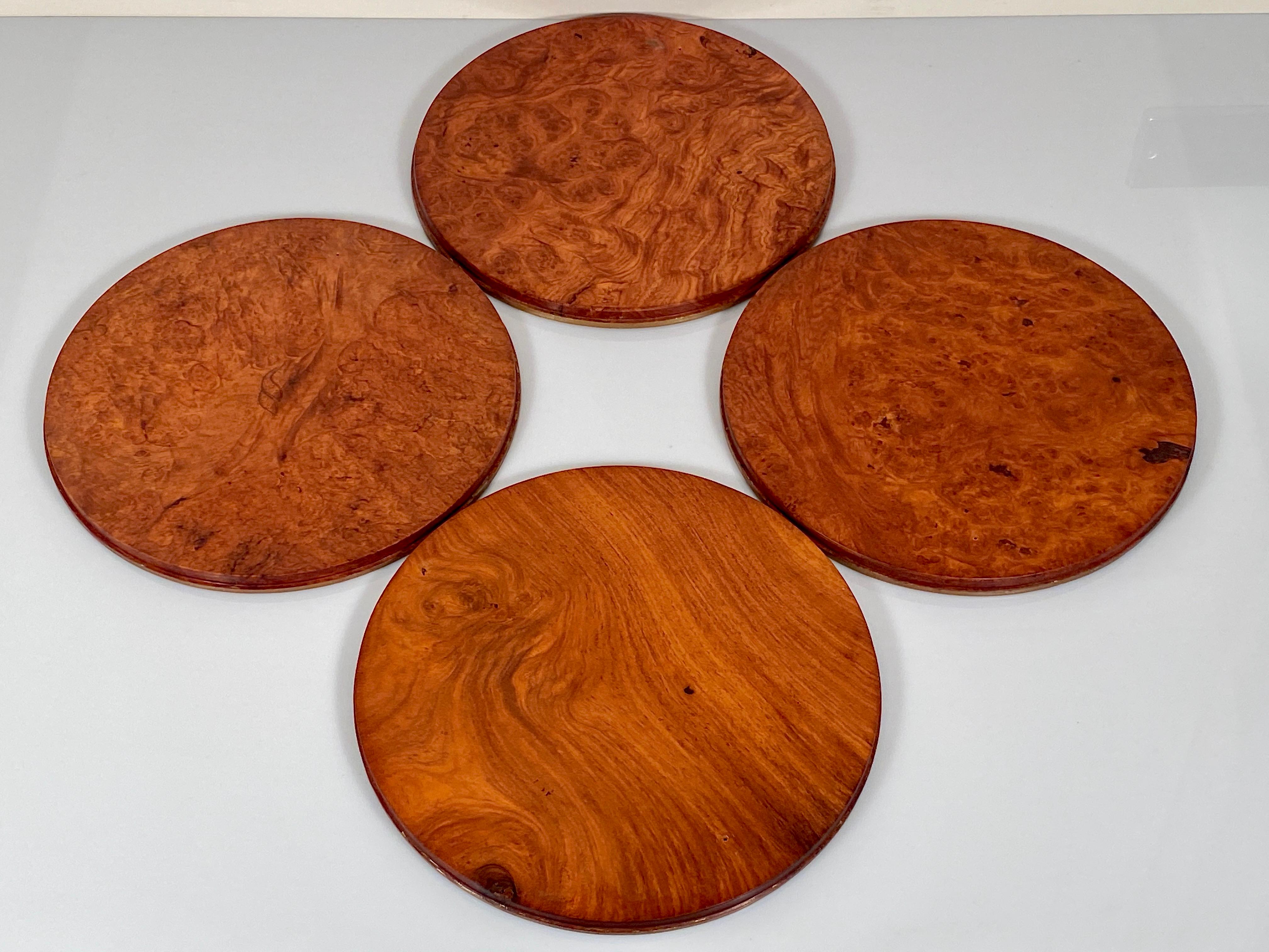Charger Plates Burr Walnut PlaceMat Carved Wood Vintage Modernist 11