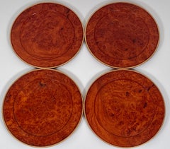 Charger Plates Burr Walnut PlaceMat Carved Wood Vintage Modernist
