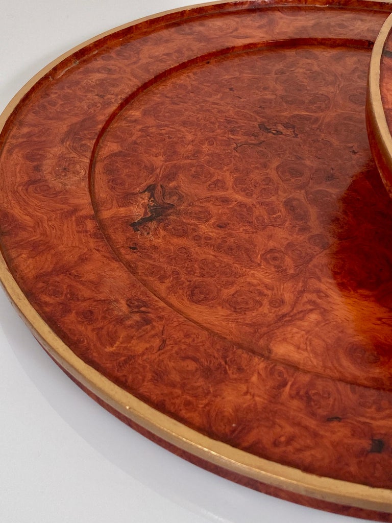 Charger Plates Burr Walnut PlaceMat Carved Wood Vintage Modernist For