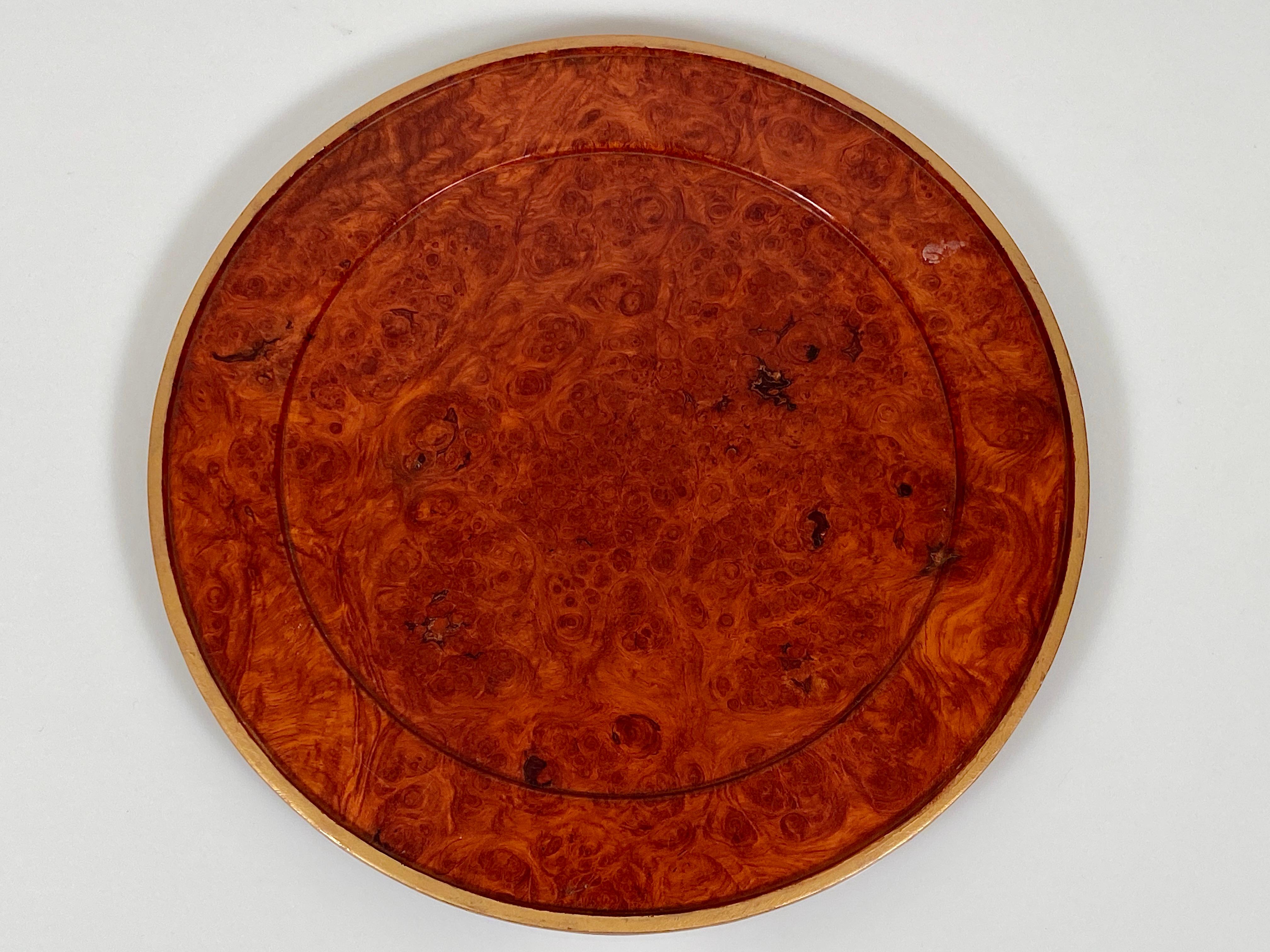 Charger Plates Burr Walnut PlaceMat Carved Wood Vintage Modernist 1