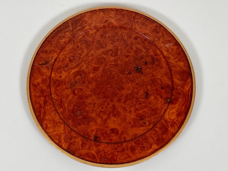 Charger Plates Burr Walnut PlaceMat Carved Wood Vintage Modernist For