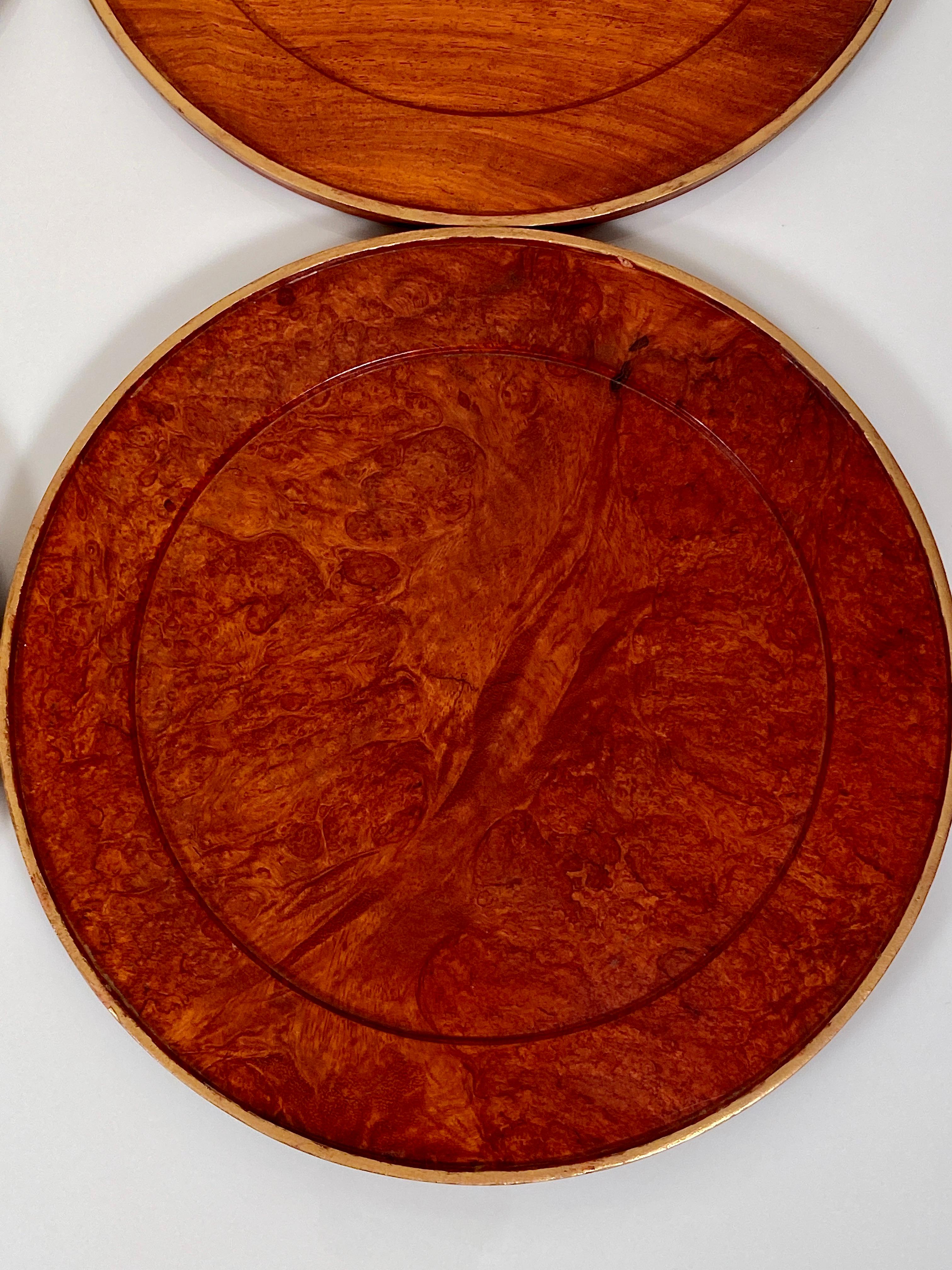 Charger Plates Burr Walnut PlaceMat Carved Wood Vintage Modernist 2