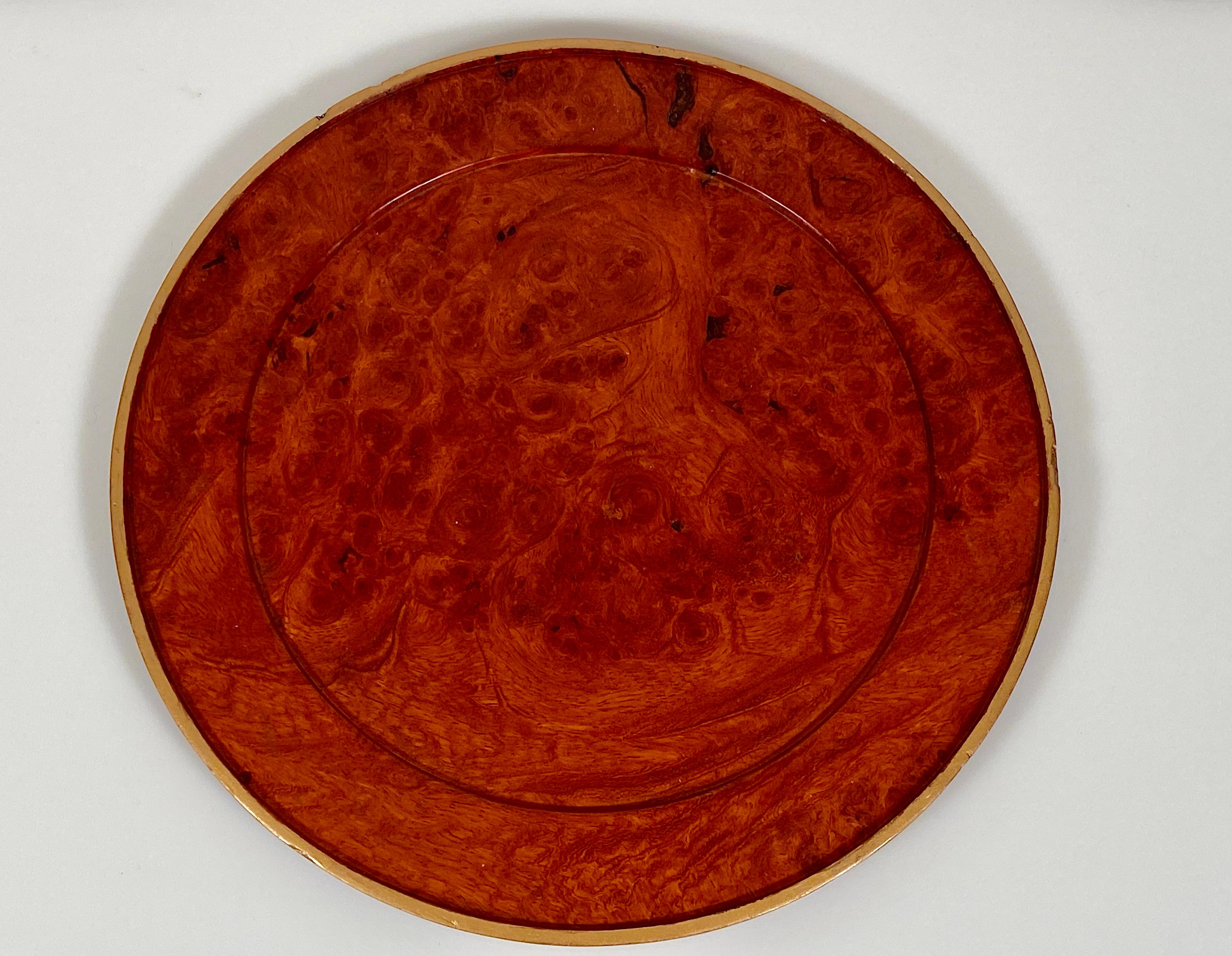 Charger Plates Burr Walnut PlaceMat Carved Wood Vintage Modernist 3