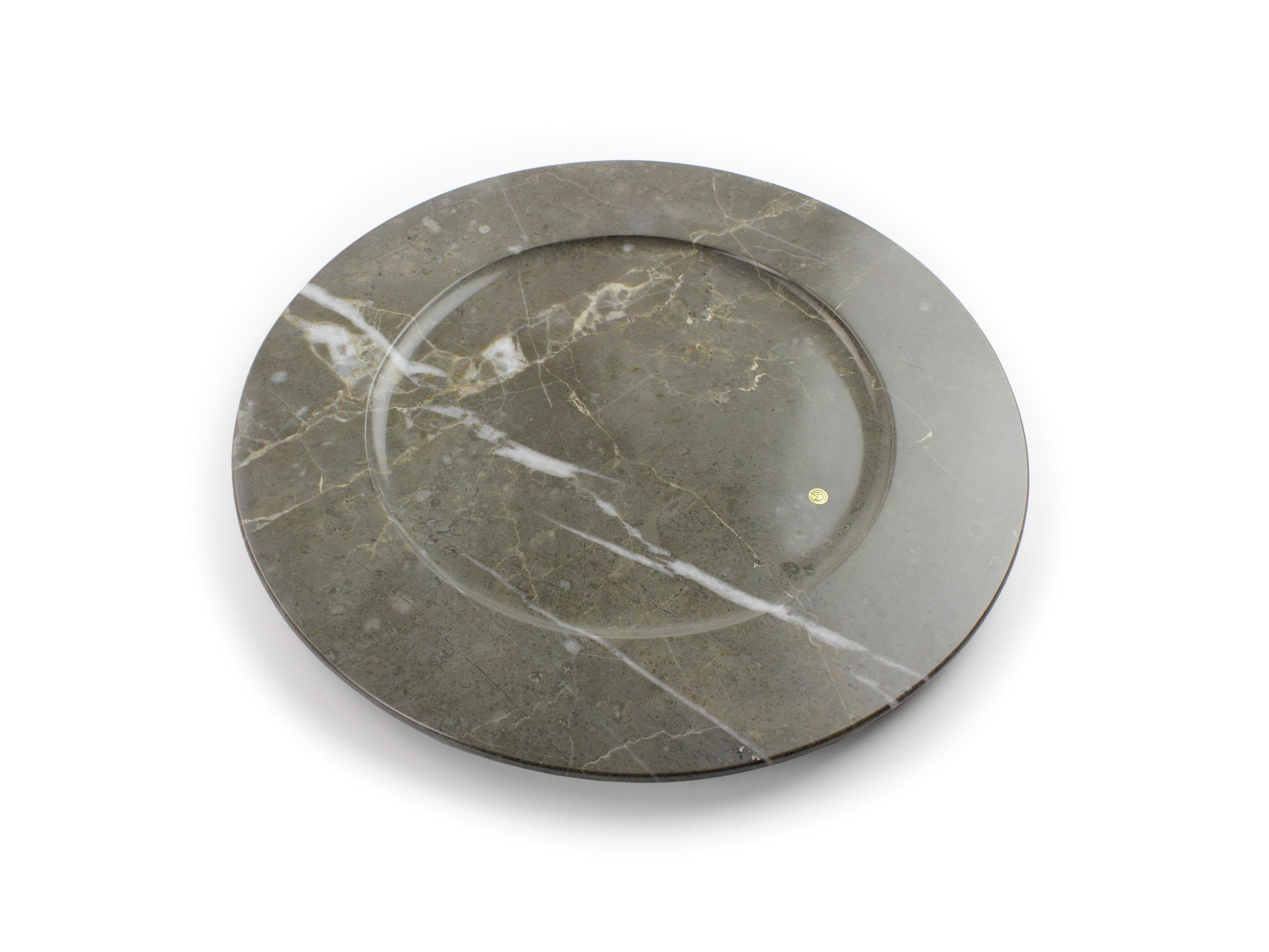 Charger Plate Platters Serveware Set of 6 Imperial Grey Marble Handmade Italy For Sale 5