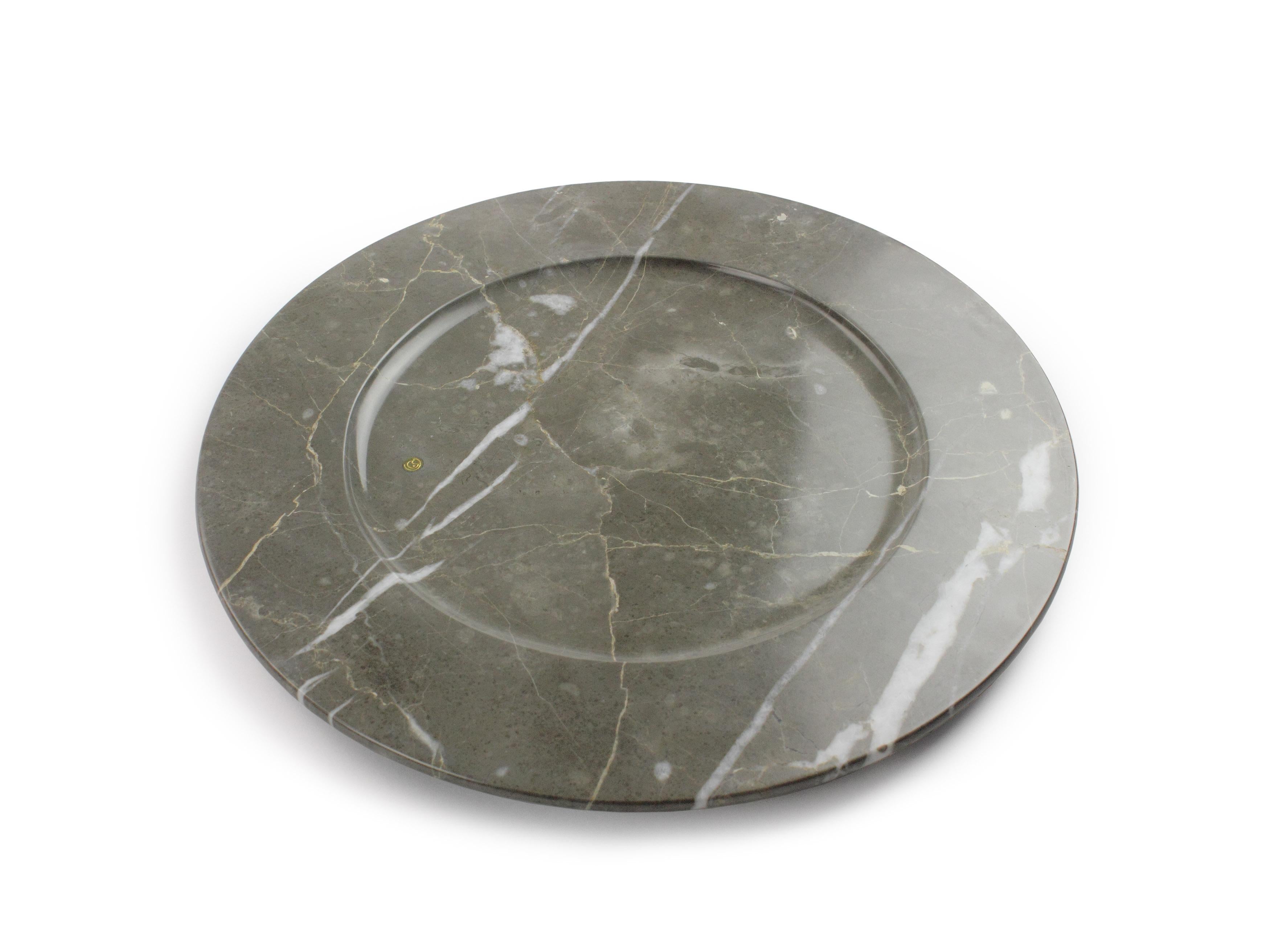 Charger Plate Platters Serveware Set of 6 Imperial Grey Marble Handmade Italy For Sale 8