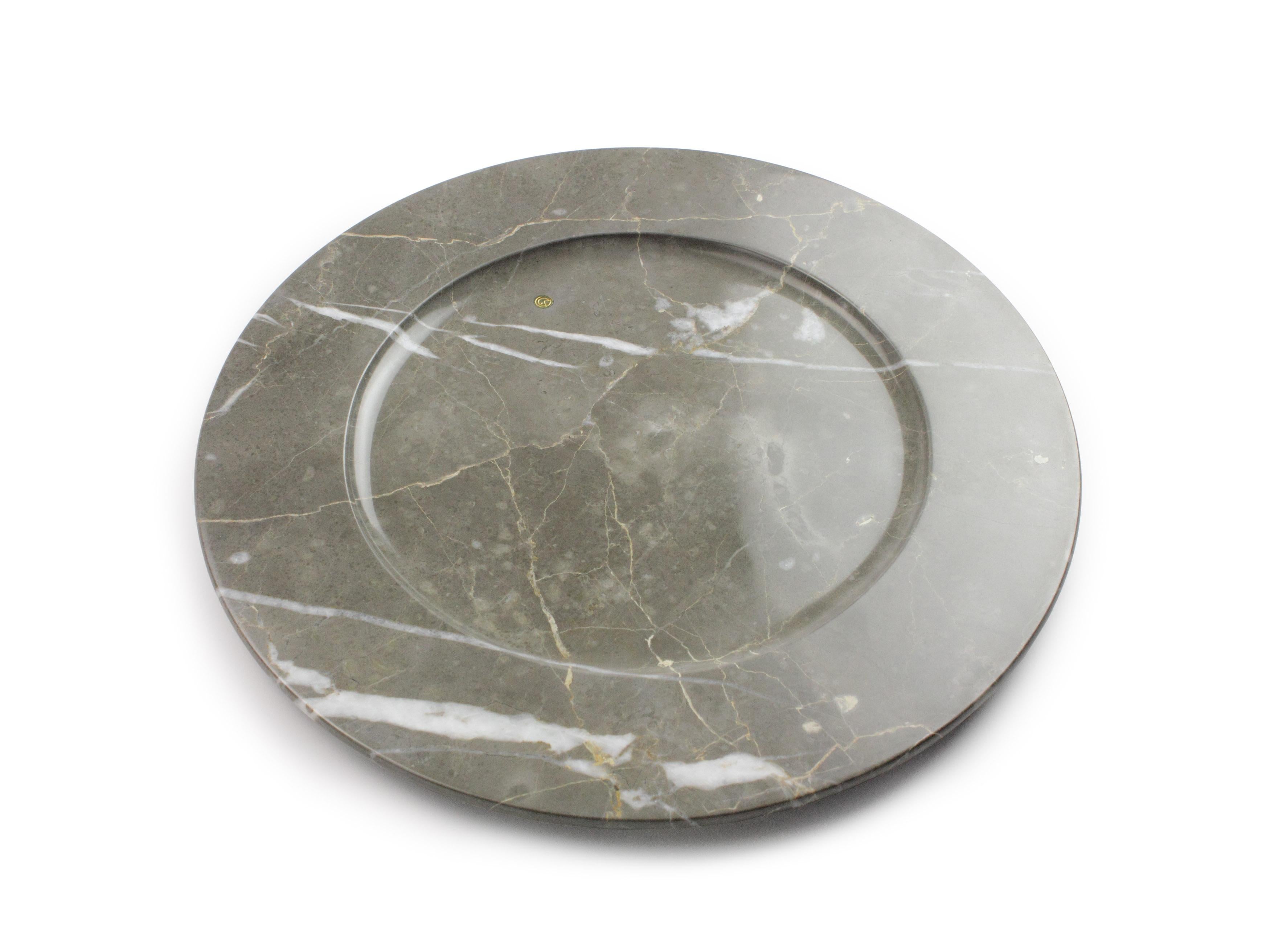 Charger Plate Platters Serveware Set of 6 Imperial Grey Marble Handmade Italy For Sale 9