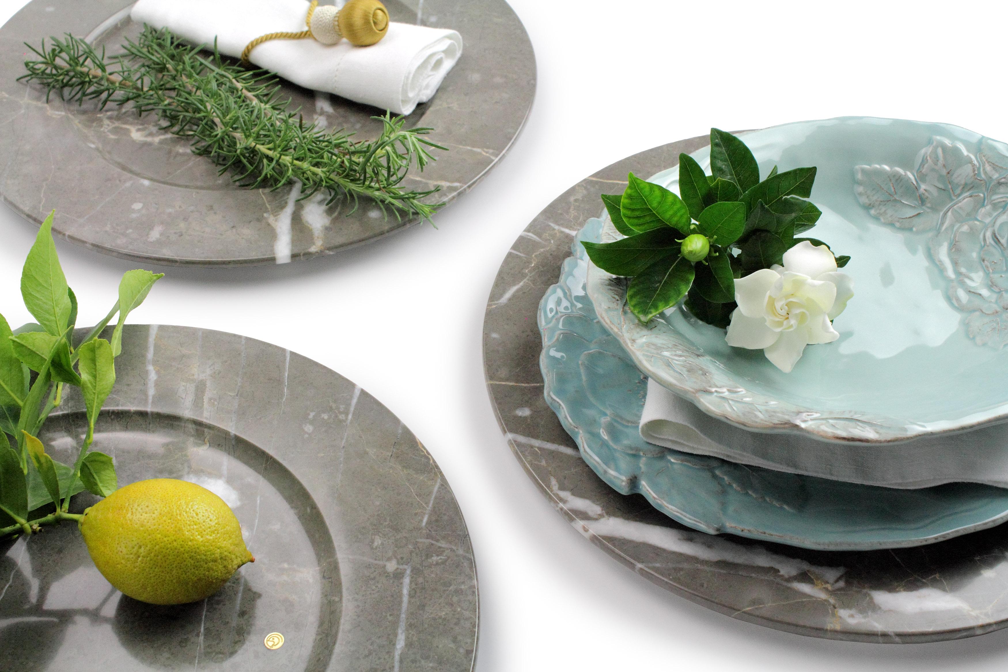 Charger Plates Platters Serveware Set of 6 Imperial Green Marble Handmade Italy In New Condition For Sale In Ancona, Marche