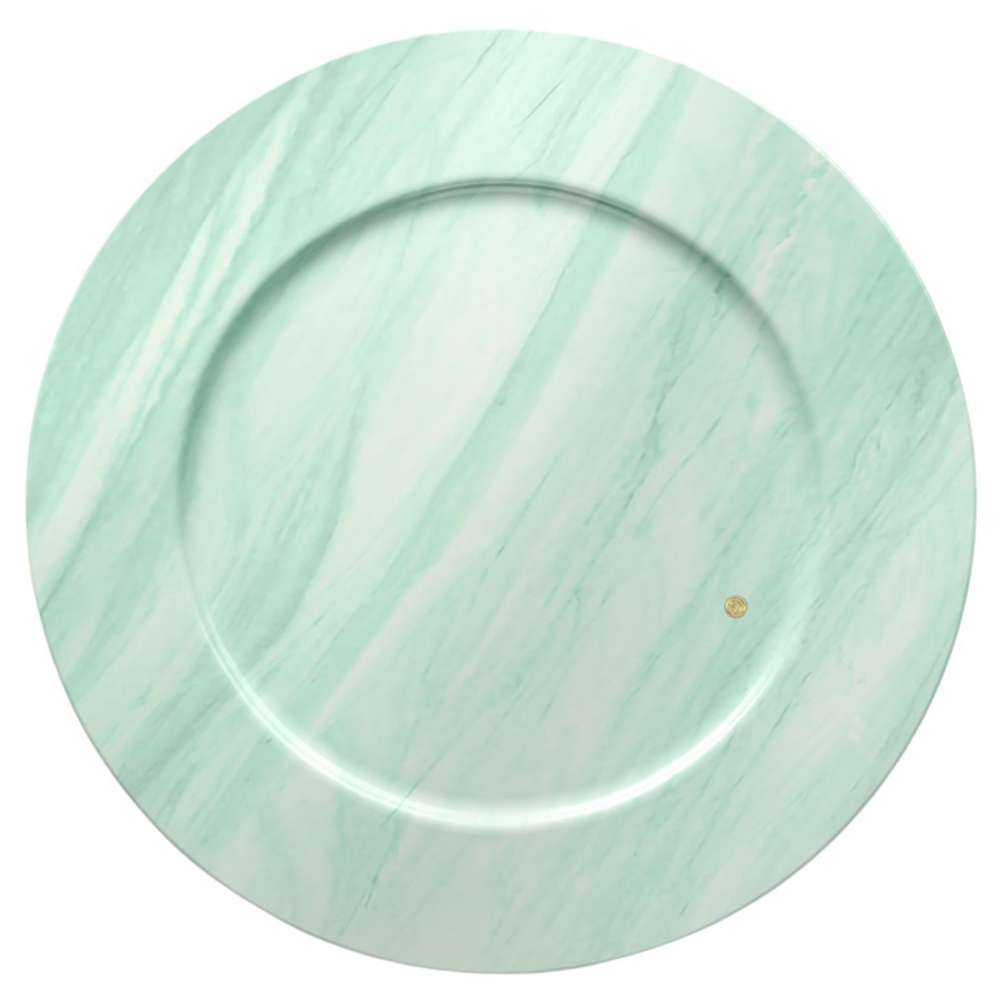 Charger Plates Set of 6 Platters Serveware Green Quartzite Marble Hand-carved