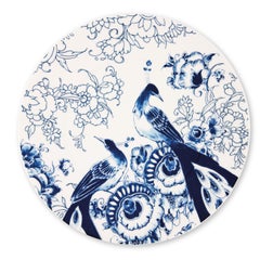 Charger plates Set of 6 porcelain plates birds flower motif by Royal Delft