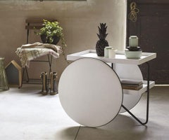 Chariot Black Frame/White Stained Oak Tray+Castors - Casamania By GamFratesi