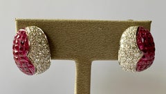 Charismatic and Eeegant 18 Karat Gold Invisible Set Ruby and Diamond Ear Clips