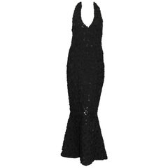 Charismatic Carrie-Me Couture Black Halter Mermaid Style Evening Dress