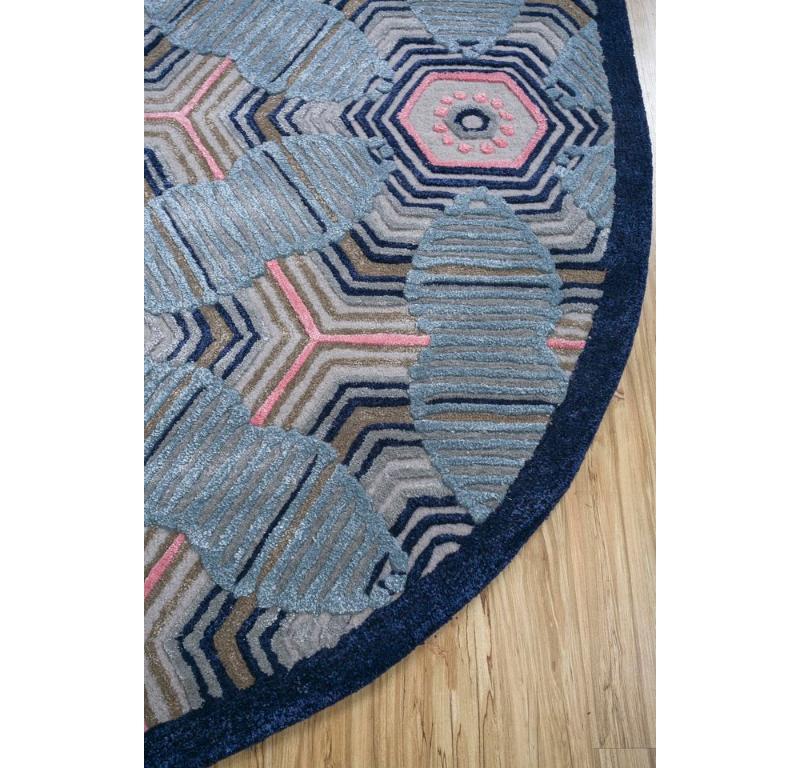 Moderno Tappeto Charismatic Cityscape Deep Navy e Deep Navy 168x240 cm, tessuto a mano in vendita