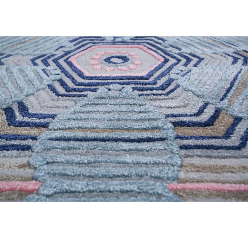Indiano Tappeto Charismatic Cityscape Deep Navy e Deep Navy 168x240 cm, tessuto a mano in vendita
