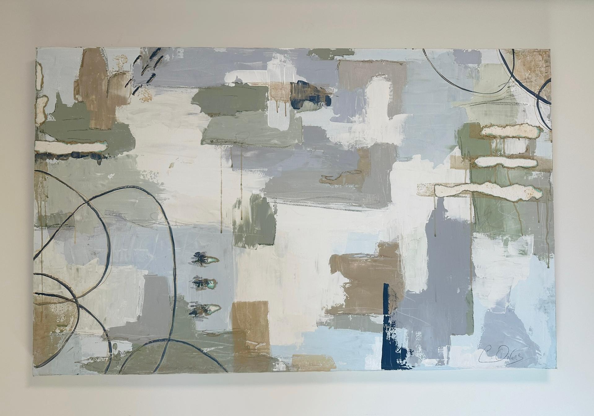 Un sorprendente dipinto astratto a tecnica mista su tela dell'artista contemporanea Charissa Owens, intitolato 