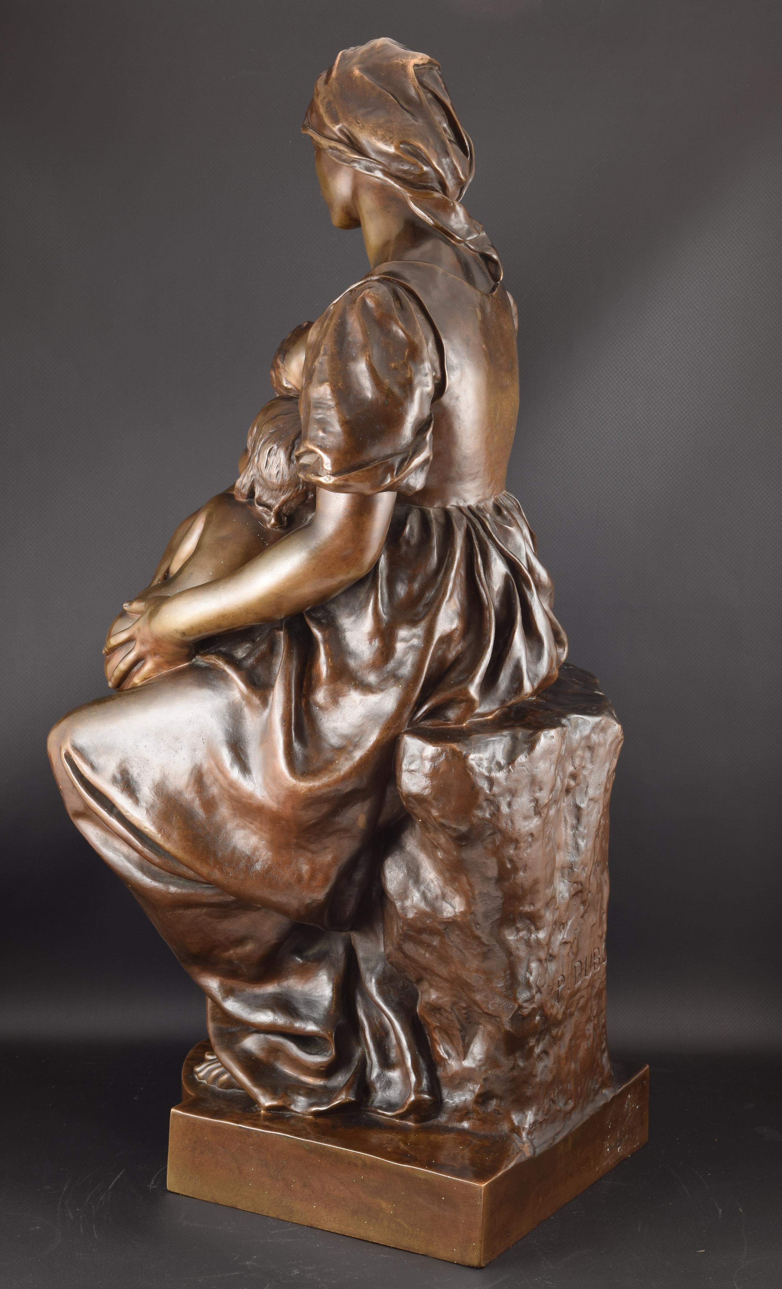 Neoclassical “Charity”, Bronze, 19th Century French School, Signed Paul Dubois