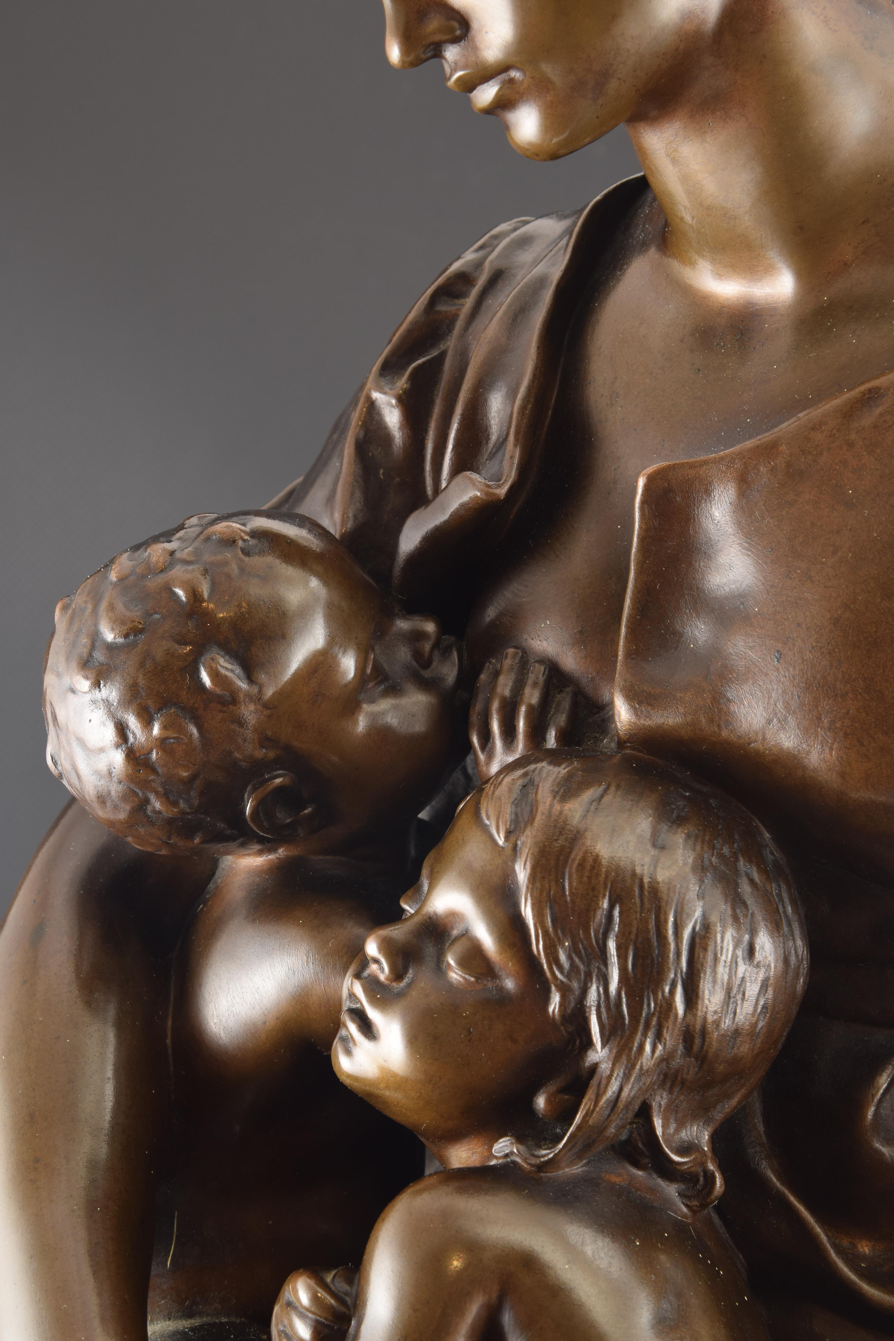 “Charity”, Bronze, 19th Century French School, Signed Paul Dubois 4
