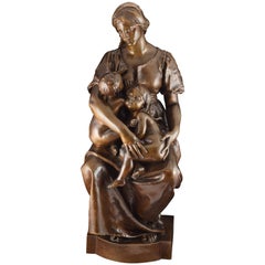 “Charity”, Bronze, 19th Century French School, Signed Paul Dubois