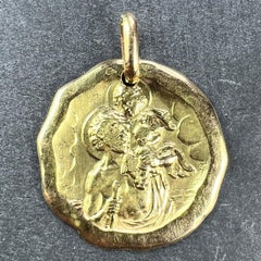 Charl Sanne French Saint Christopher Pendentif breloque en or jaune 18 carats