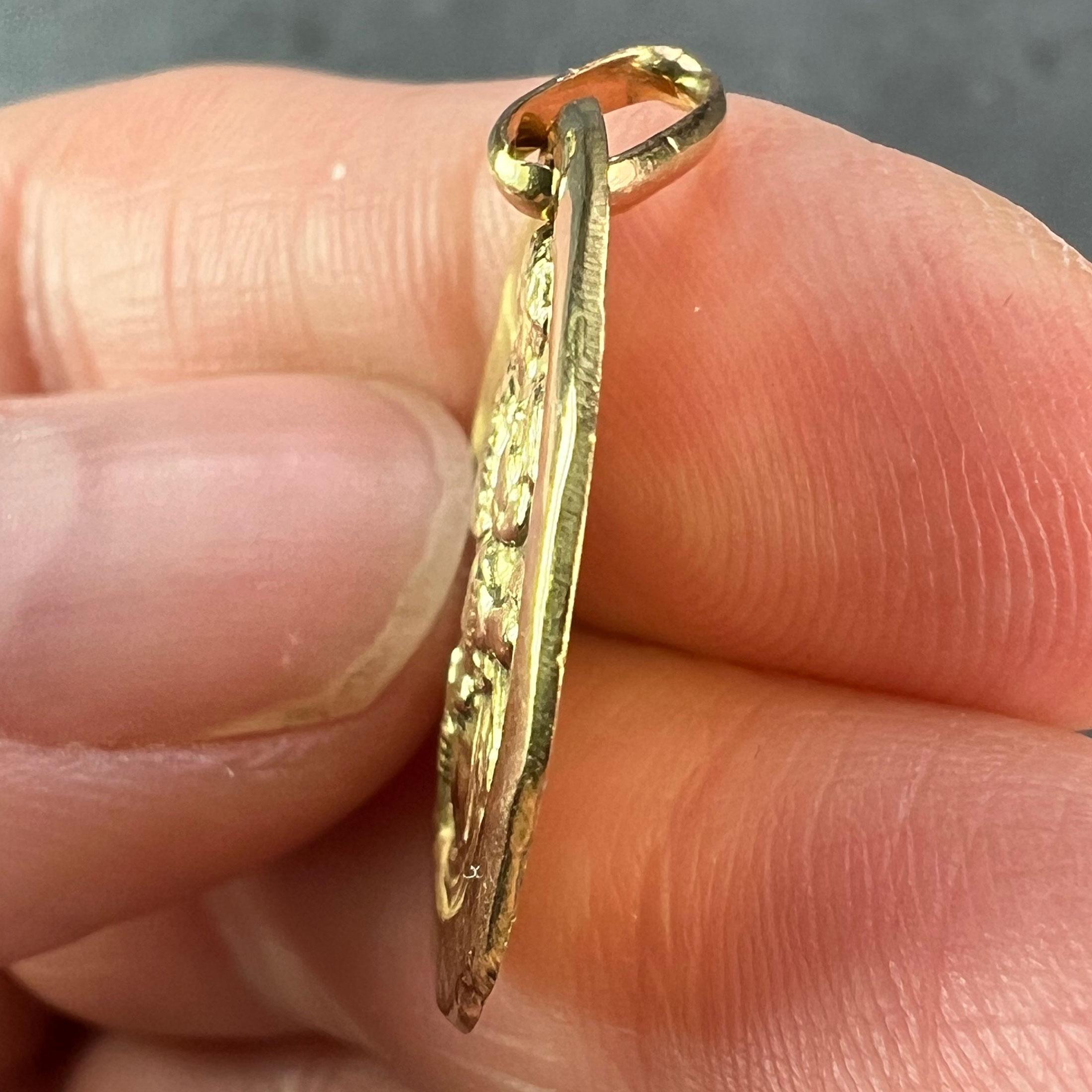 Charl Sanne French Saint Christopher 18K Yellow Gold Charm Pendant For Sale 3