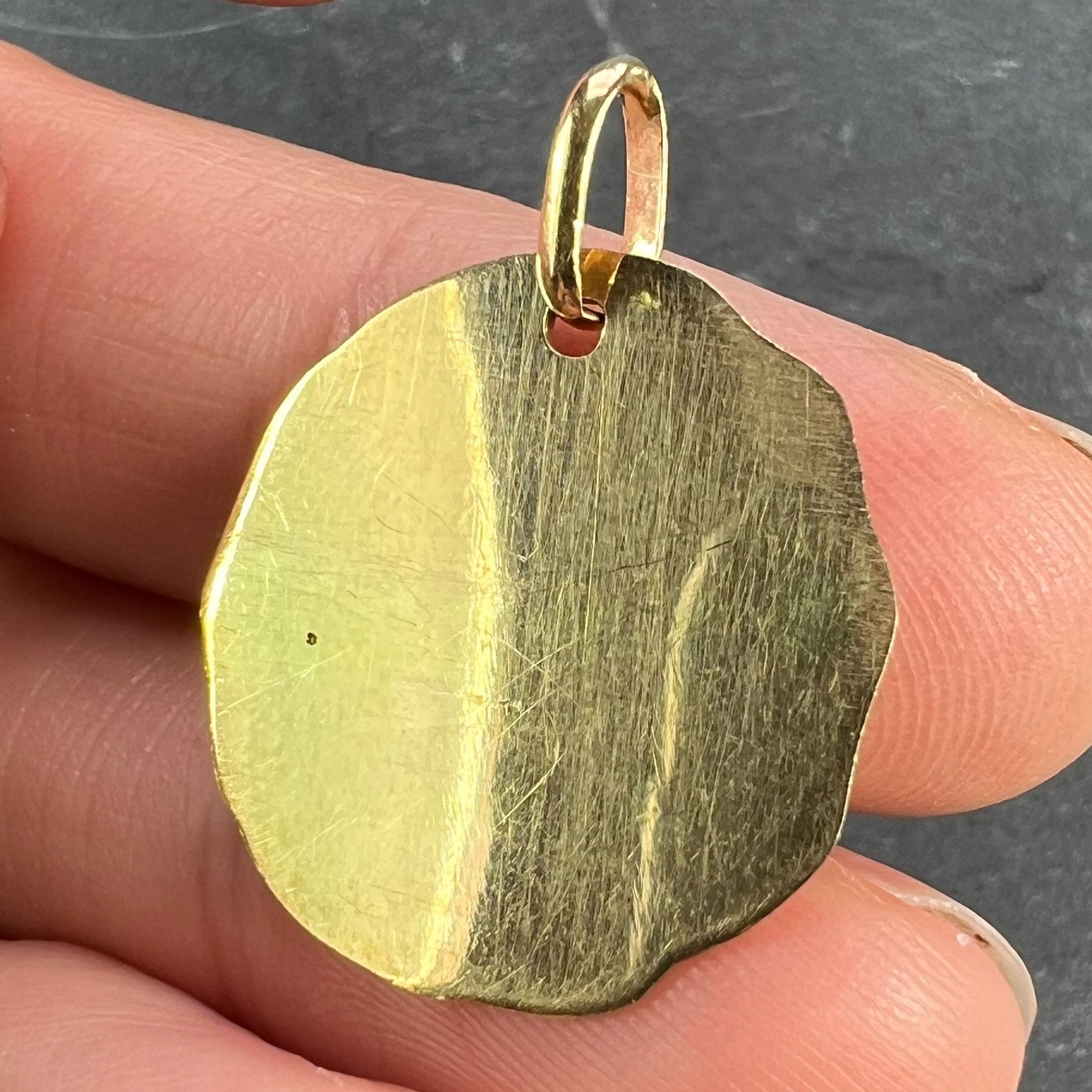 Charl Sanne French Saint Christopher 18K Yellow Gold Charm Pendant For Sale 4