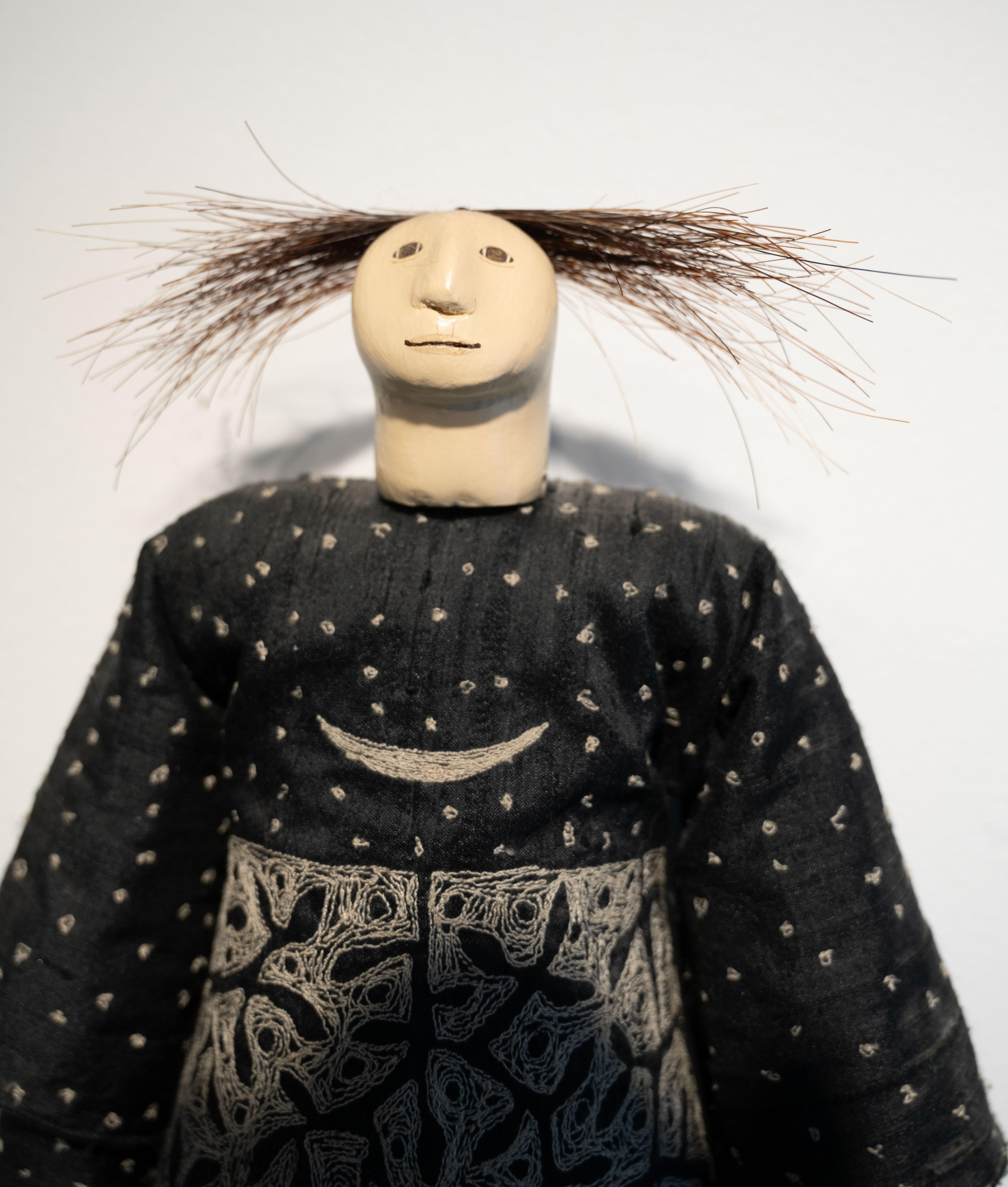 unique doll by Charla Khanna

hangs on a wall

Charla Khanna (NM, b. 1944), Flowers, Doll Sculpture, Silk and Paper Mache, signed on back of neck, wired on back for hanging.
