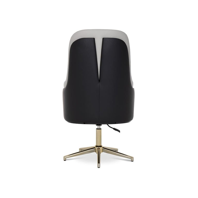 Contemporary Grey and Black Leather Charla Office Chair by Luxxu Home