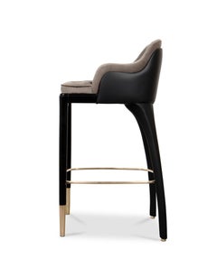 Charla Counter Stool in Leather and Velvet by Luxxu