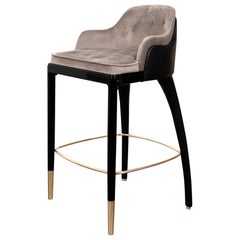 Charla Counter Stool in Leather and Velvet by Luxxu