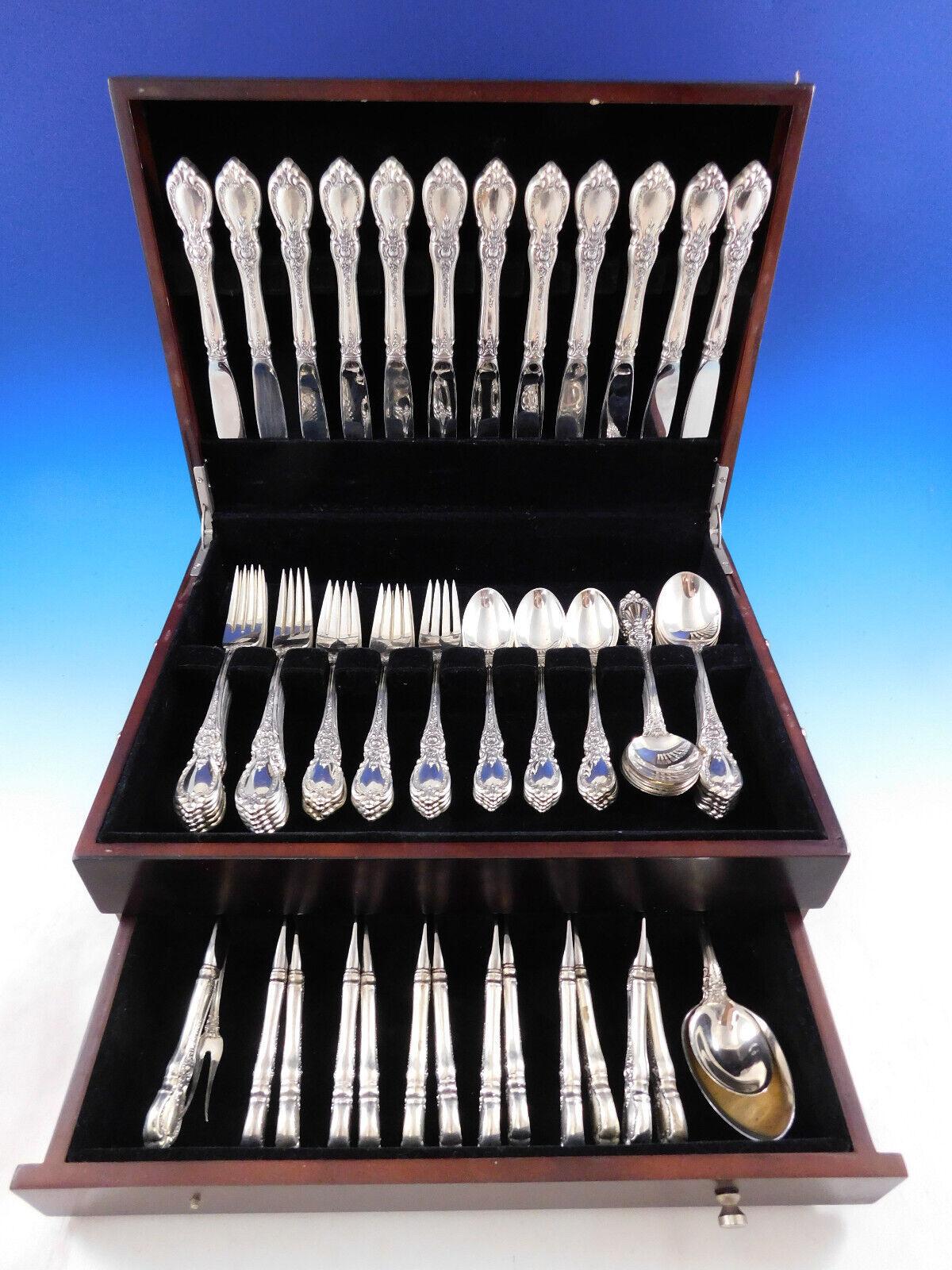 Superb Charlemagne by Towle Sterling Silver flatware set - 76 pieces. This set includes:
12 Knives, 9