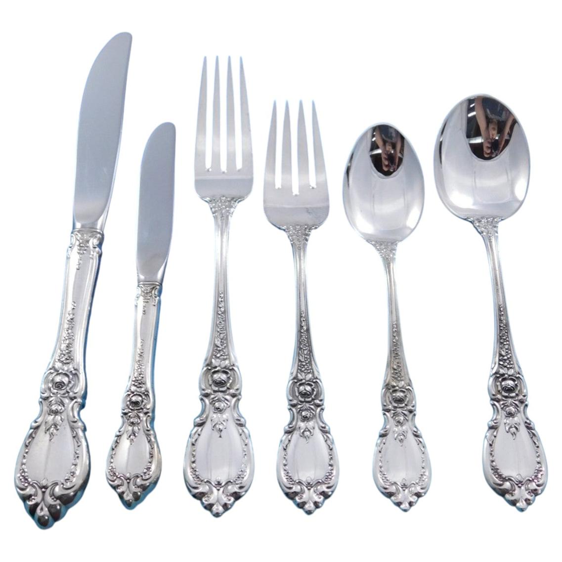 Pre-owned Towle Silversmiths Charlemagne By Towle Sterling Silver Flatware Service For 12 Set 88 Pieces
