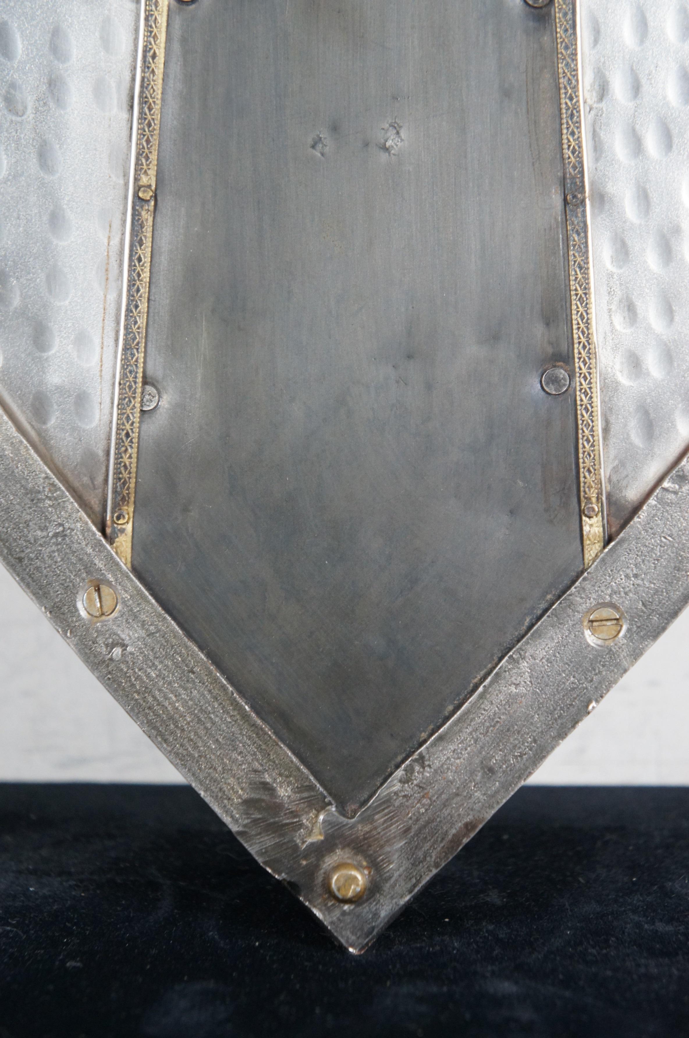 Charlemagne Hammered Metal French Crusader Knights Shield Fleur de Lis 32