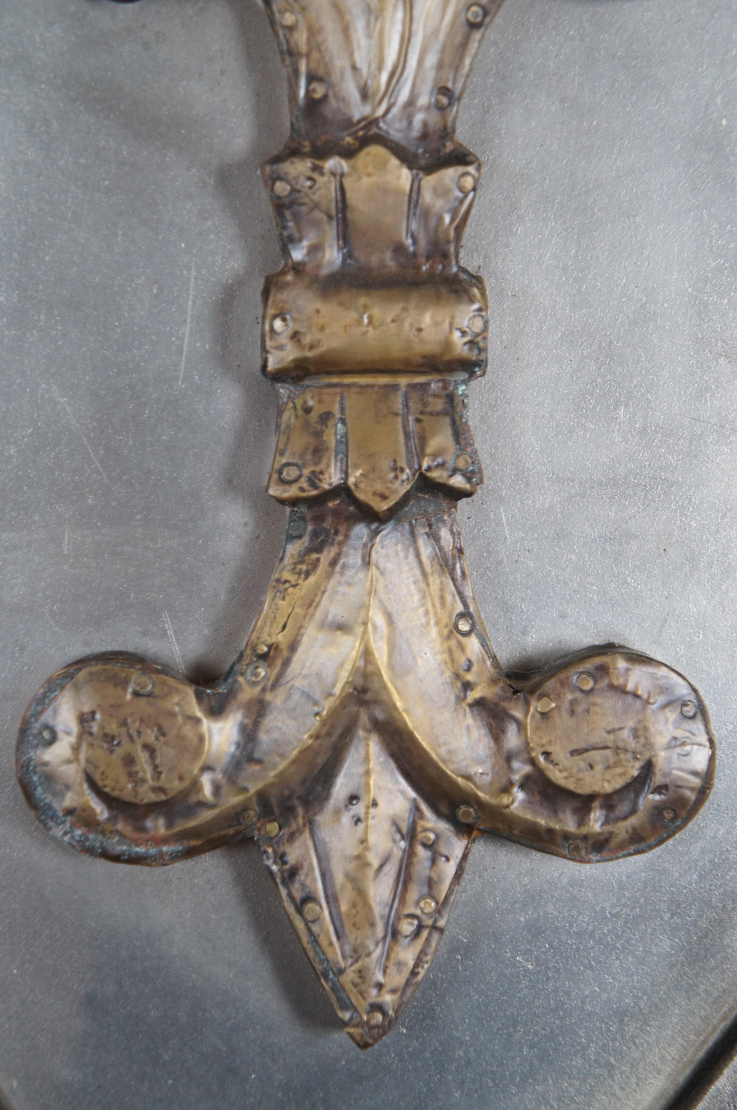 Charlemagne Hammered Metal French Crusader Knights Shield Fleur de Lis 32