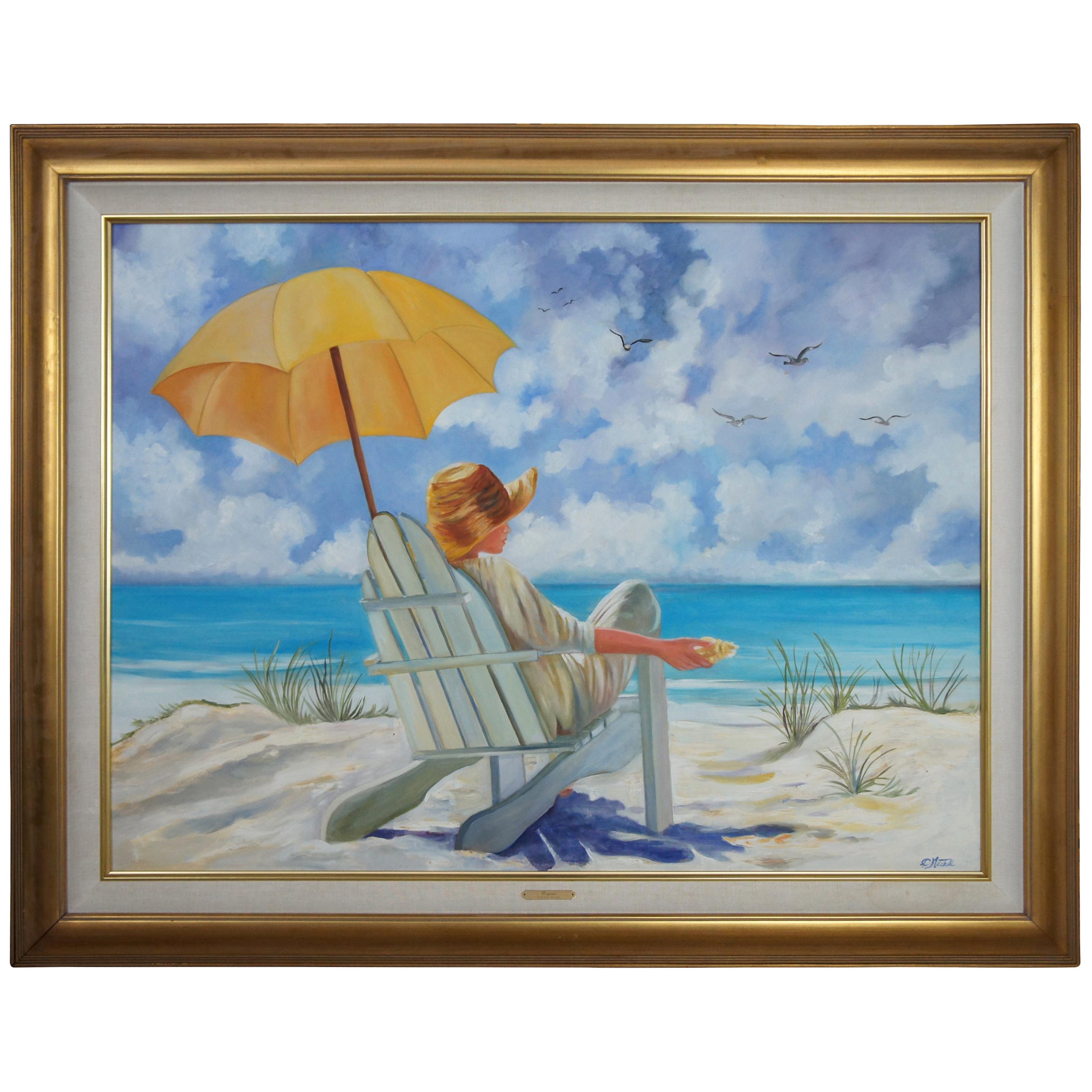 Charlene Mitchell "Repose" Beach Ocean Portrait Landscape Oil Painting