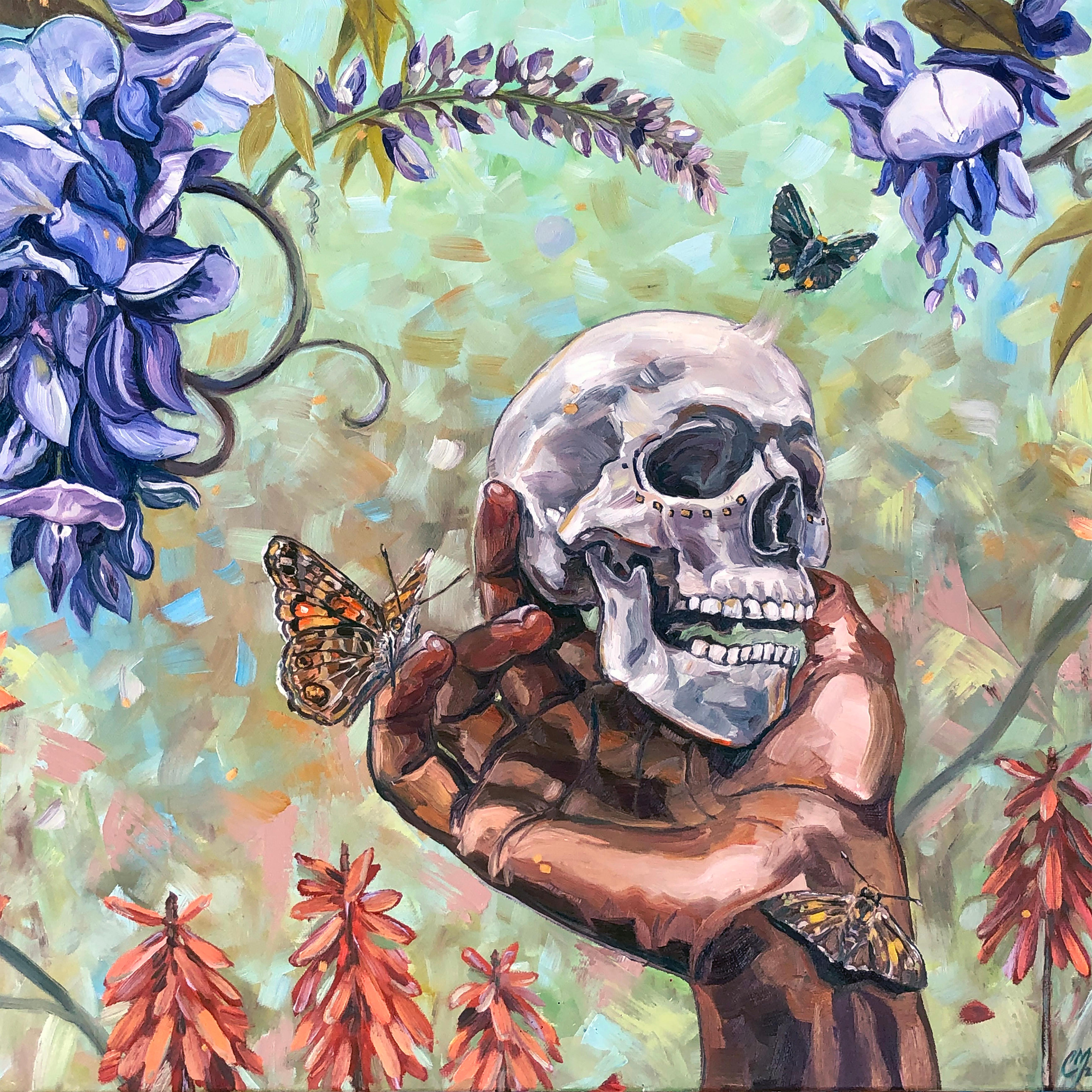 Charlene Mosley Animal Painting - Impressionist Momento Mori Painting, "Where There Is You, There Was Life"