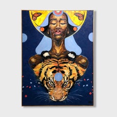 Un dipinto figurativo surrealista, "Il viaggio alla scoperta di sé".